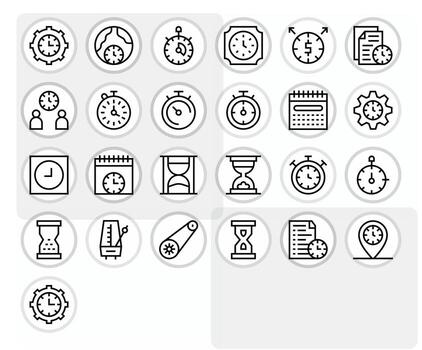 Timing Professional Set with 25 Regular Line Grid Fitted 256x256 Icons vector