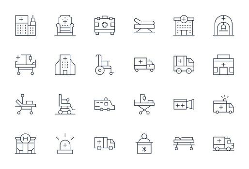 24 Thin Line Icons designed for Ambulatory in High Resolution Display Perfect format vector