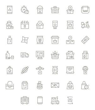 40 128x128 Thin Line Pixel Aligned Icons for Package Projects vector