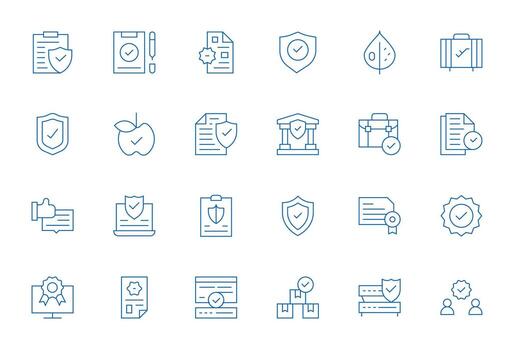Thin Line Pixel Aligned Icons from Compliant Set with 24 128x128 Icons vector