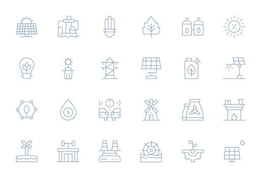 24 Pixel Optimized High Resolution Icons for Renewable in elegant Thin Line design vector