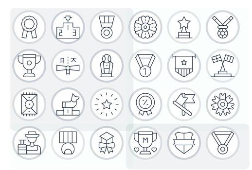 24 Icons for Trophy featuring 256x256 Display Perfect Thin Line Graphics vector