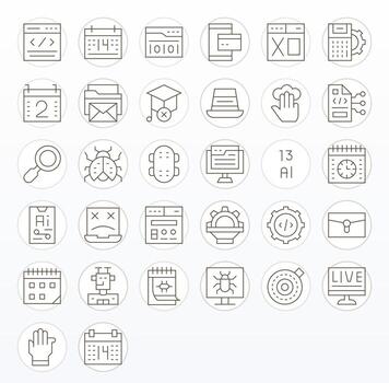 32 Thin Line Editable High Resolution Icons from Program Suite vector