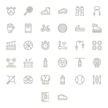 Exercise Graphics Pack including 32 Thin Line 256x256 Pixel Optimized Icons vector