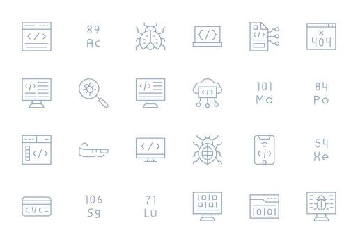 24 píxel optimizado Delgado línea íconos diseñado para código interfaz vector