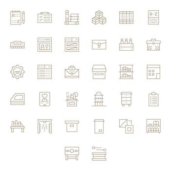 32 128x128 Delgado línea íconos para organizar con píxel alineado precisión vector