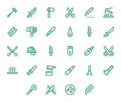 28 Bold Line Icons for Cutting in crisp High Resolution Pixel Optimized resolution vector