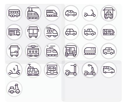 Commute Graphics Pack including 25 Regular Line 256x256 Pixel Optimized Icons vector