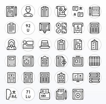 35 monitor Perfecto 64 x 64 íconos para datos entrada en elegante regular línea diseño vector