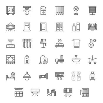 35 Regular Line Grid Fitted High Resolution Icons from Room Suite vector