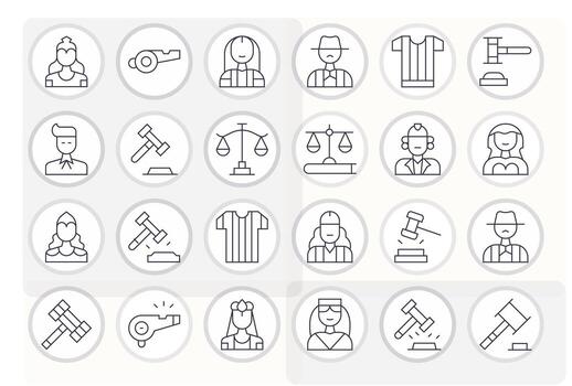 24 Thin Line Editable Designs for Judge High Resolution Icons vector