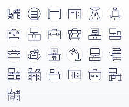 Workstation Ultimate Package with 25 High Resolution Regular Line PIXEL Perfect Icons vector
