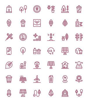 42 Pixel Optimized Retina Ready Icons for Eco in elegant Regular Line design vector