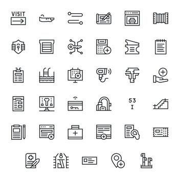 35 píxel optimizado 128x128 íconos para entrada en elegante regular línea diseño vector