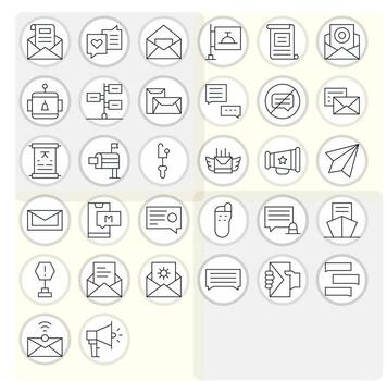 Message Icon Repository containing 32 Thin Line High Resolution Pixel Aligned graphics vector