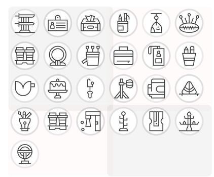 Holder Pixel Optimized Set with 25 High Resolution Regular Line Icons vector