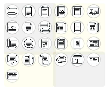 25 High Resolution Regular Line Icons optimized for Paragraph Display Perfect display vector