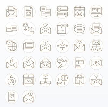 32 128x128 Display Perfect Icons for Email in Thin Line Theme vector
