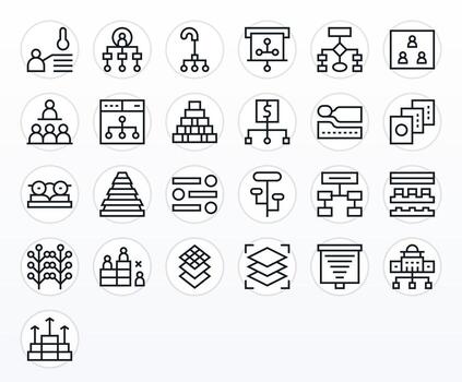 Hierarchy Comprehensive Bundle with 25 Editable Regular Line 128x128 Icons vector