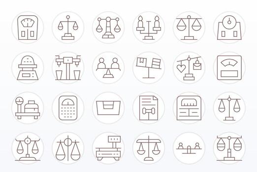 24 Thin Line Pixel Optimized Icons for Weighing Graphics vector
