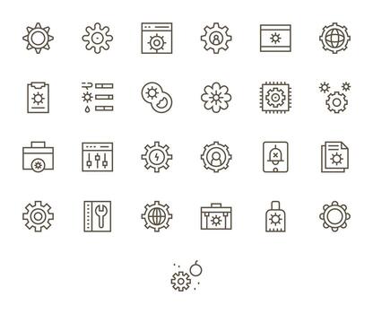 sistema ajustes esencial conjunto incluso 25 monitor Perfecto regular línea 64 x 64 íconos vector