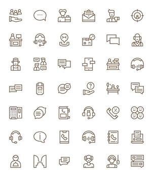 42 Icons for Customer Service featuring Retina Ready Pixel Optimized Regular Line Graphics vector