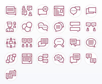 Discussion Board Digital Pack containing 25 Pixel Optimized Regular Line 256x256 Icons vector