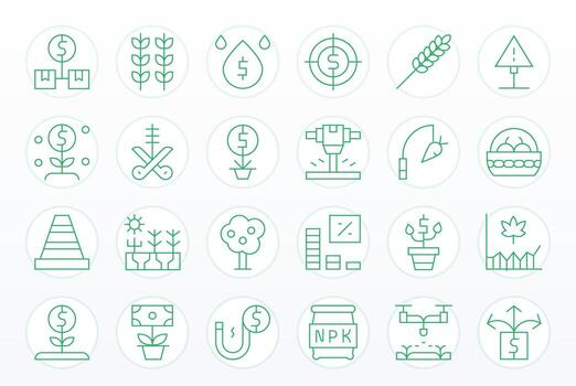 Yield Scalable Set featuring 24 PIXEL Perfect Thin Line High Resolution Icons vector