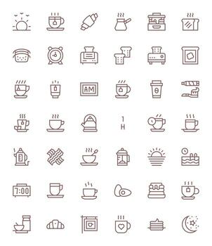 42 Display Perfect Icons themed around Morning in 256x256 Regular Line format vector
