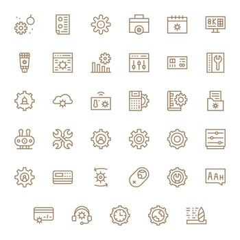 35 256x256 Regular Line Editable Icons for Settings Projects vector