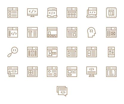 25 píxel alineado regular línea íconos diseñado para css interfaz vector