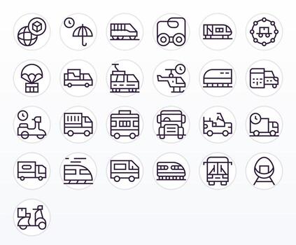 25 Pixel Aligned Icons themed around Express in 256x256 Regular Line format vector