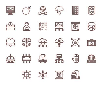 servidor icono repositorio conteniendo 28 negrita línea alto resolución editable gráficos vector