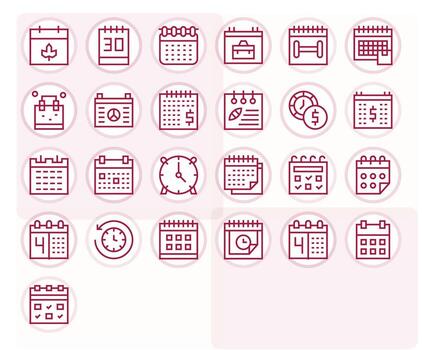 25 64x64 Regular Line Pixel Optimized Icons for Yearly Projects vector