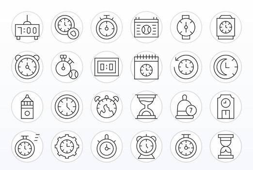 24 Thin Line Icons from Countdown in 64x64 Display Perfect Quality vector