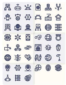 Connection Icon Toolkit featuring 45 Pixel Aligned 128x128 Bold Line elements vector