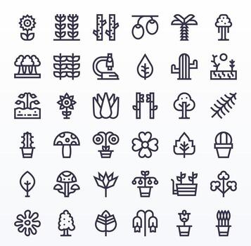 36 Bold Line Icons designed for Botany in 128x128 Display Perfect format vector