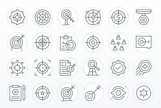 24 Thin Line Icons from Objective in 64x64 Editable Quality vector