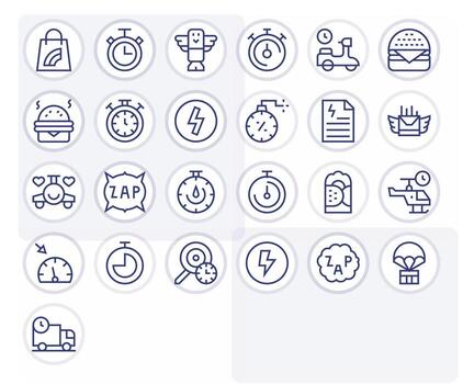 rápido diseño íconos presentando 25 píxel alineado regular línea estilo vector