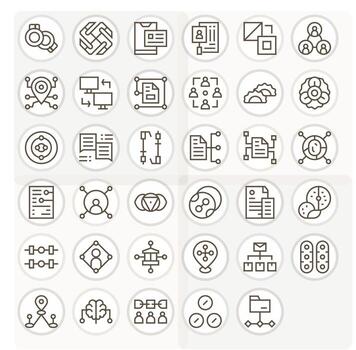 35 64 x 64 regular línea íconos para vinculado con píxel Perfecto precisión vector