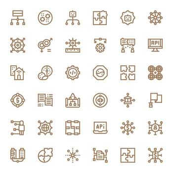 integración escalable conjunto presentando 36 monitor Perfecto negrita línea alto resolución íconos vector