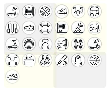 25 Regular Line Pixel Optimized Designs for Physical Activity Retina Ready Icons vector