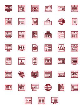 Webpage Graphics Pack including 45 Bold Line High Resolution Pixel Optimized Icons vector