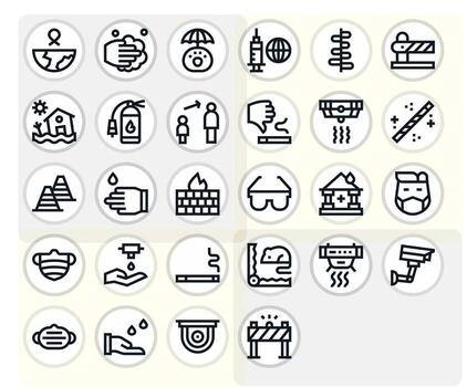 Prevention Scalable Set featuring 28 Pixel Optimized Bold Line 128x128 Icons vector