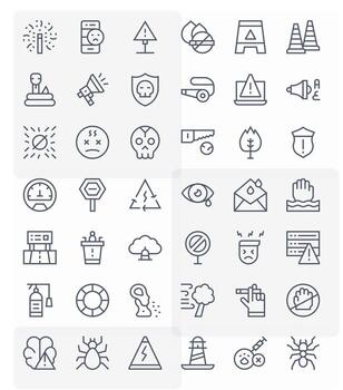 42 Detail Enhanced Icons themed around Warning in 128x128 Regular Line format vector