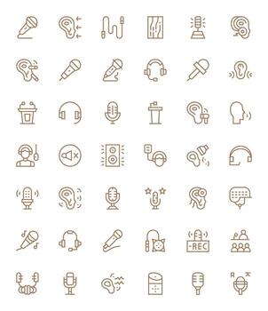 Microphone Icon Arsenal with 42 High Resolution Regular Line Editable designs vector