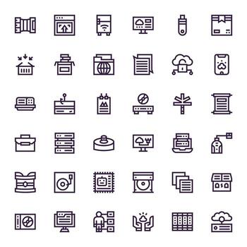 36 256x256 negrita línea íconos optimizado para datos almacenamiento editable monitor vector