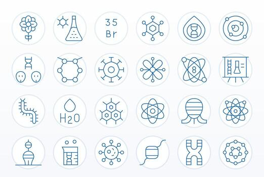24 Thin Line Icons from Molecule in High Resolution PIXEL Perfect Quality vector