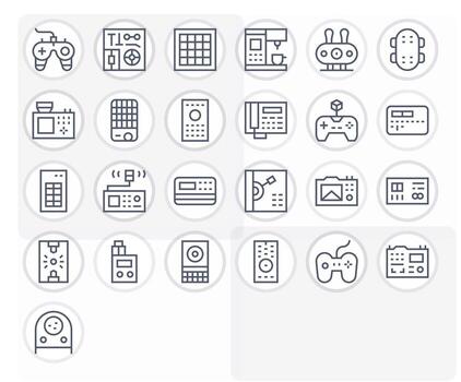 25 PIXEL Perfect Regular Line Icons from Buttons Collection vector