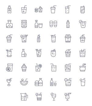 40 128x128 Thin Line Icons optimized for Soda PIXEL Perfect display vector
